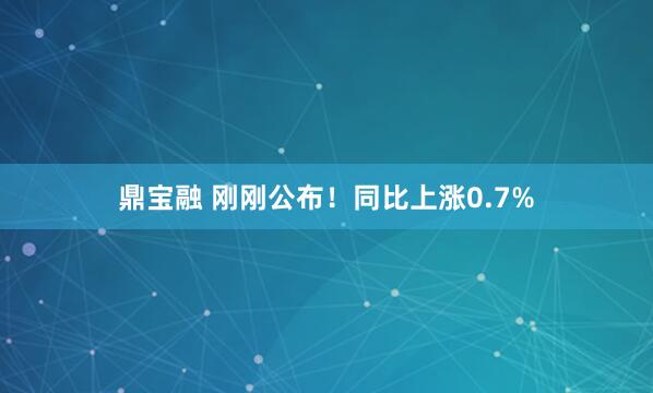 鼎宝融 刚刚公布！同比上涨0.7%