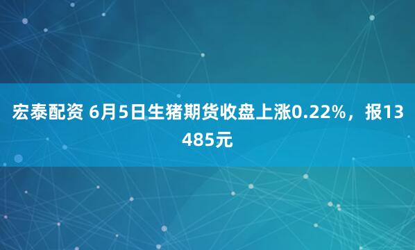 宏泰配资 6月5日生猪期货收盘上涨0.22%，报13485元