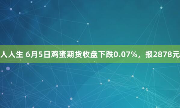 人人生 6月5日鸡蛋期货收盘下跌0.07%，报2878元