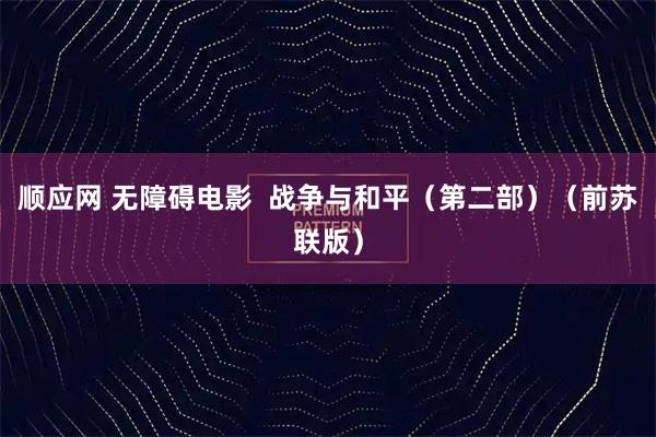 顺应网 无障碍电影  战争与和平（第二部）（前苏联版）