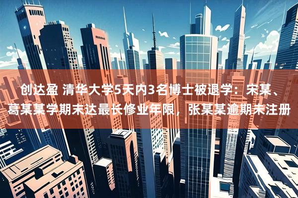创达盈 清华大学5天内3名博士被退学：宋某、葛某某学期末达最长修业年限，张某某逾期未注册